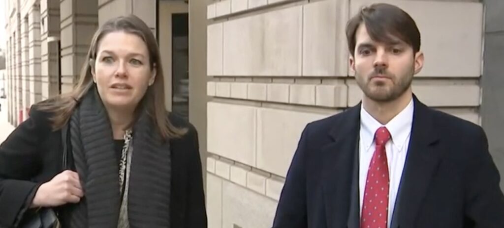 Charles Littlejohn, who leaked IRS files on wealthy Americans, and lawyer Lisa Manning after his sentencing. Photo: C-SPAN screen grab